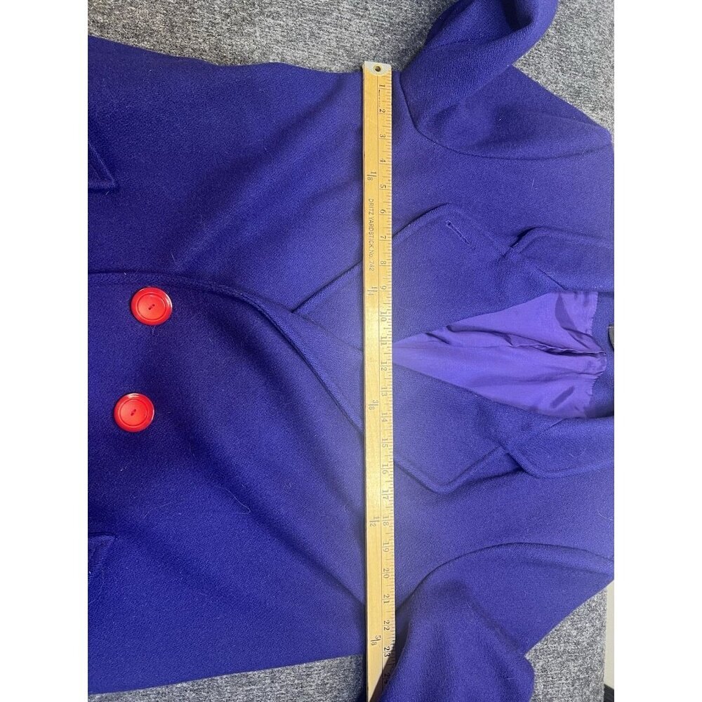 Vintage Purple 100% Wool Coat Long USA Style LTD Large Size 12-14 - Picture 7 of 8